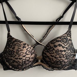 Black & tan lace aerie bra
